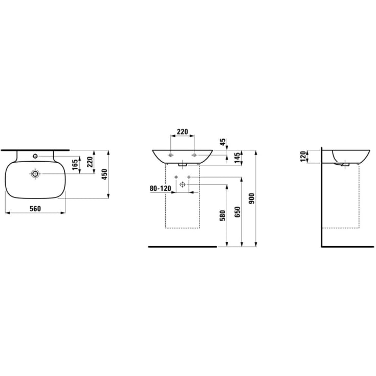 Laufen Ino håndvask, 56x45 cm, hvid