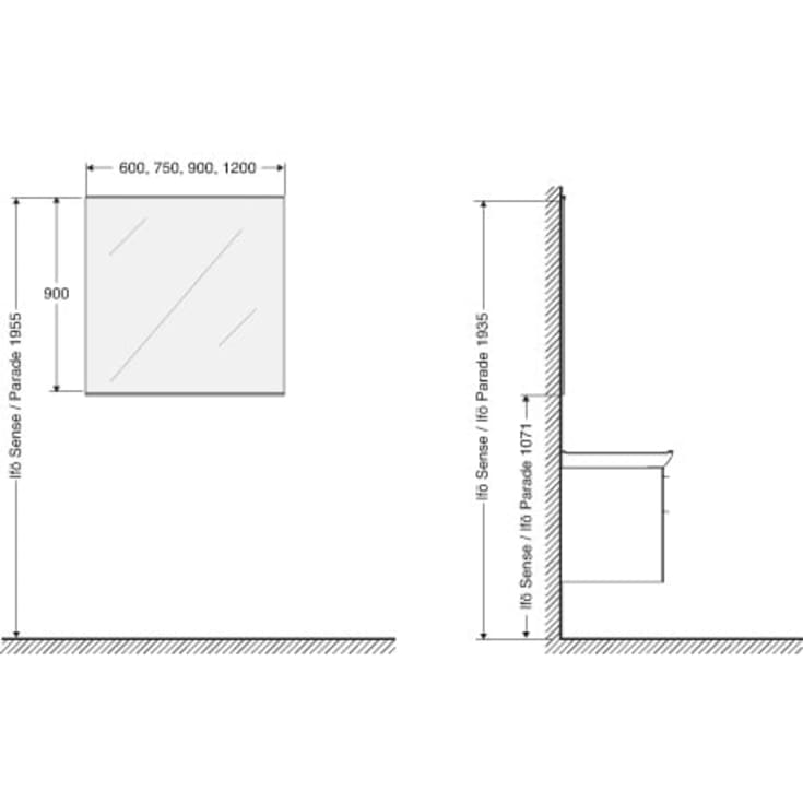 Ifö Option spejl, 90x90 cm