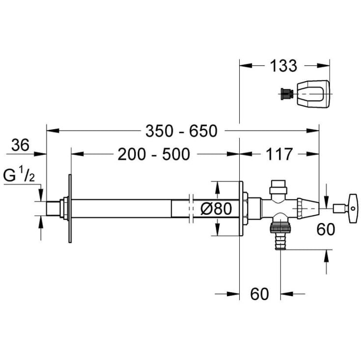 Grohe vattenutkastare, till 17-50 cm vägg, krom