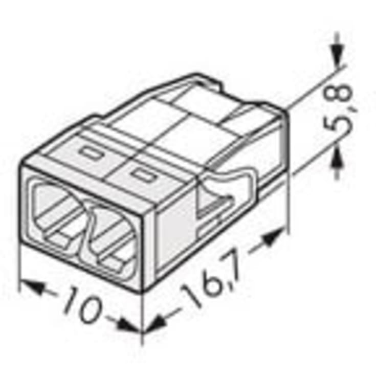 100 stk Wago samlemuffe 2x0,5-2,5 mm², hvid