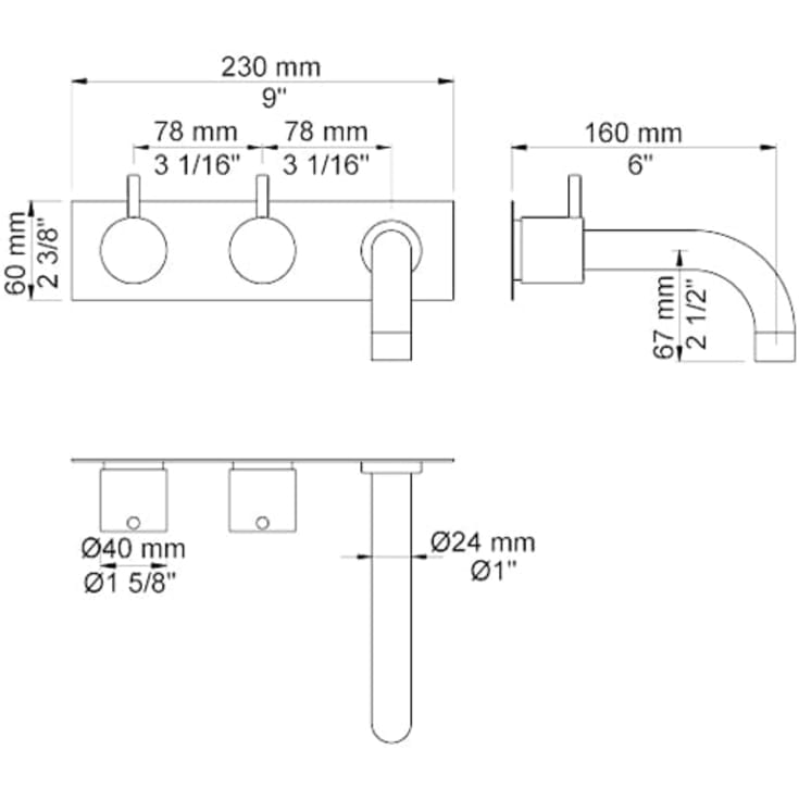 Vola 613K håndvaskarmatur, børstet krom