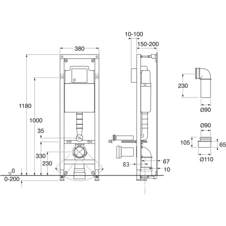 Gustavsberg Triomont XS indbygningscisterne, 118 cm