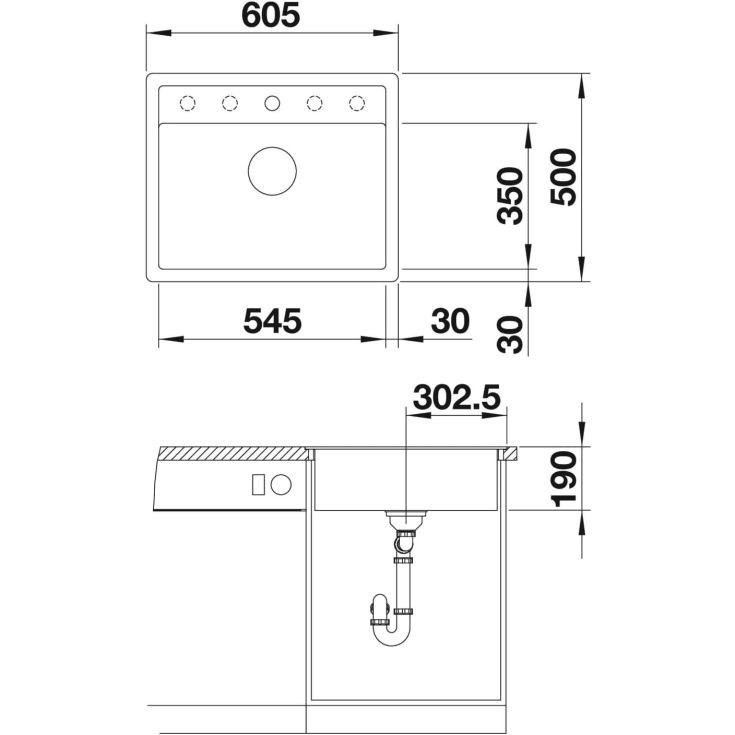 Blanco Dalago 6-F MX køkkenvask, 60,5x50 cm, sort