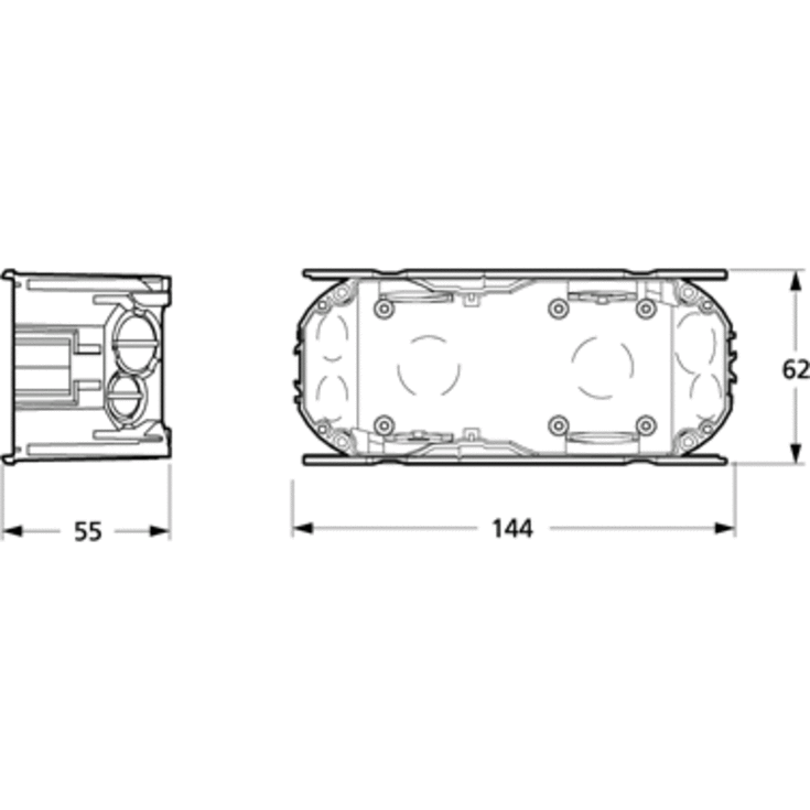 LK OPUS 66 dåse for isætning forfra hvid 2½ modul