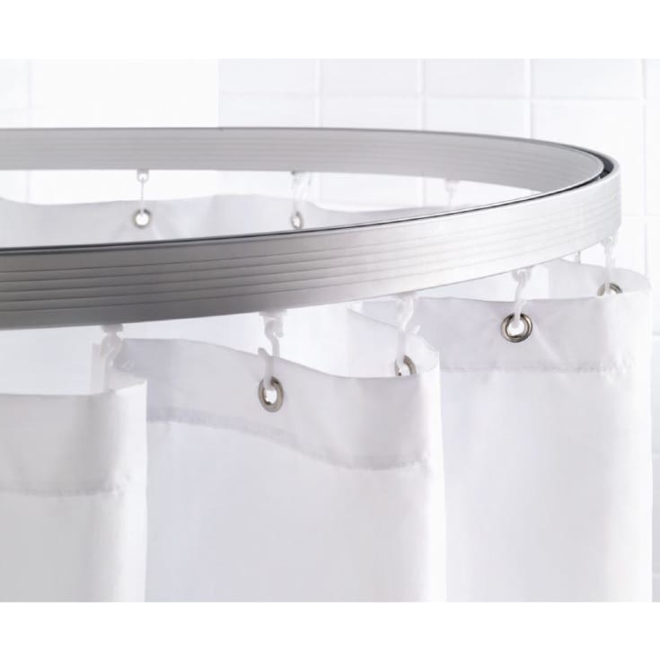 Hefe Bendy badeforhængsstang, 200 cm, sølvgrå