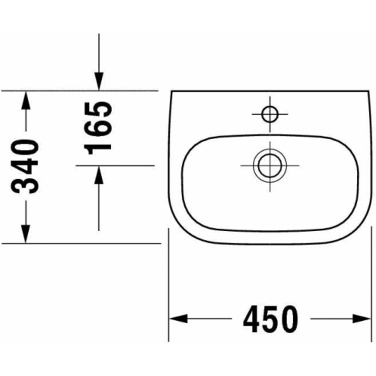 Duravit D-Code tvättställ, 45x34 cm, vit