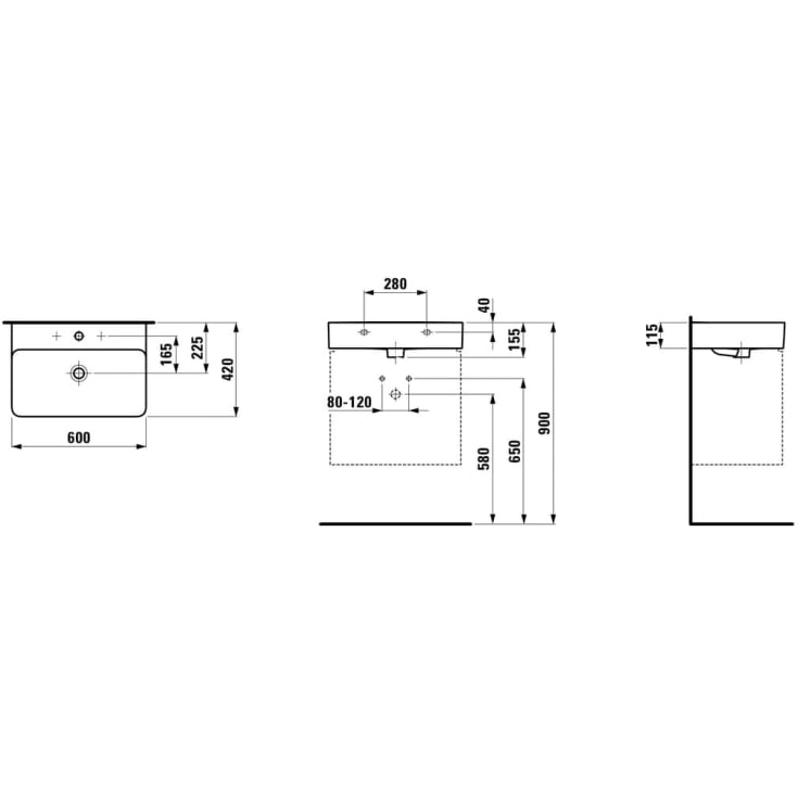 Laufen Val servant, 60x42 cm, hvit