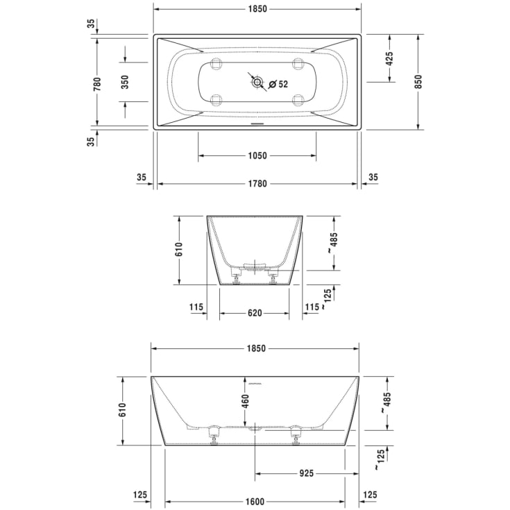 Duravit DuraSquare badekar, 185x85 cm, hvid