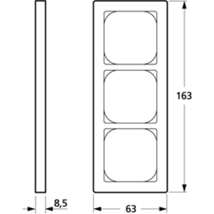 LK Fuga Ramme Baseline 63, 3x1M, Hvid