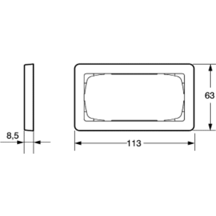 LK Fuga ramme Softline 63, 2 modul vandret, lysegrå