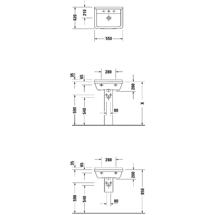 Duravit Starck tvättställ, 55x42 cm, vit