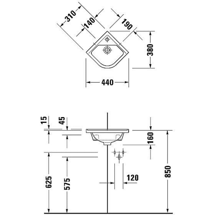 Duravit Starck 3 tvättställ, 43x38 cm, vit