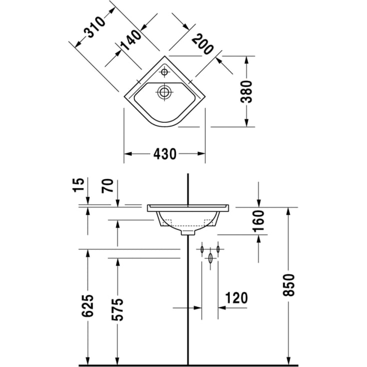 Duravit Starck 3 håndvask, 43x38 cm, hvid