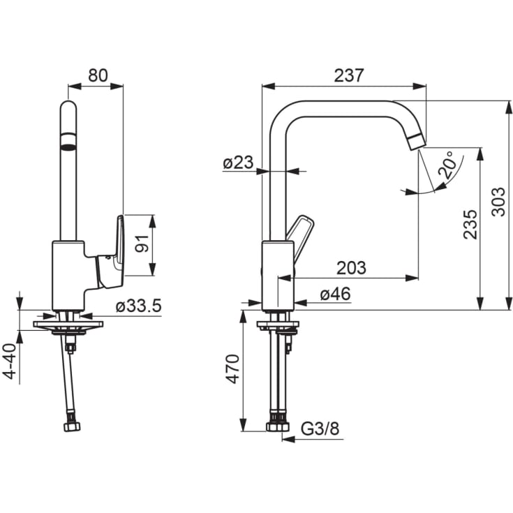 Oras Saga køkkenarmatur, krom