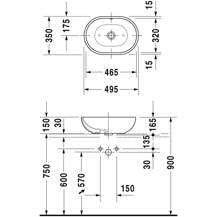 Duravit Foster toppmontert servant, 50x35,2 cm, hvit