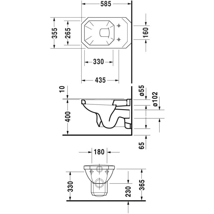 Duravit 1930 væghængt toilet, hvid