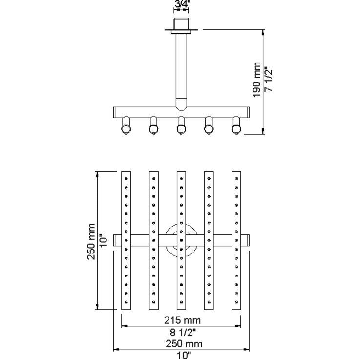 Vola 050A brusehoved, børstet krom