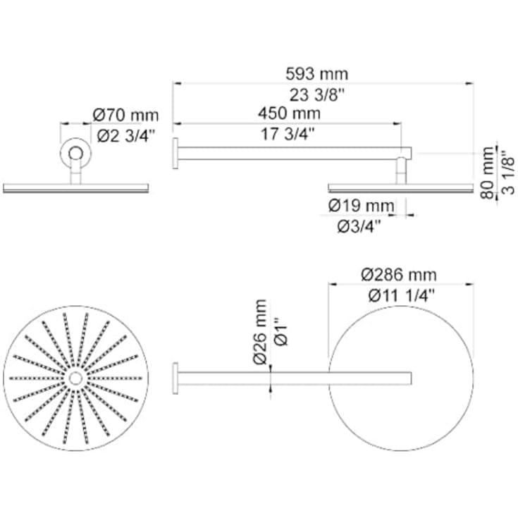 Vola 060 brusehoved, messing