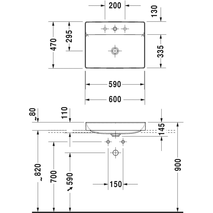 Duravit DuraSquare håndvask, 60x47 cm, hvid