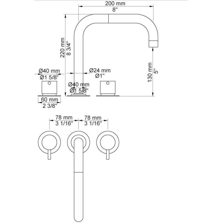 Vola SC6 kararmatur, børstet krom