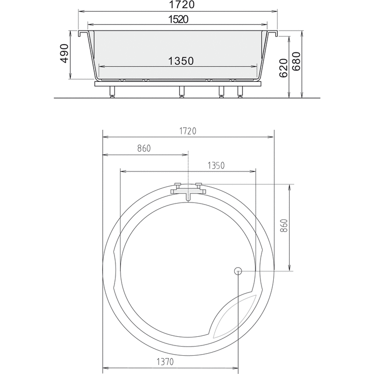 Royal Cathrine C3S spabad, Ø172 cm, hvid