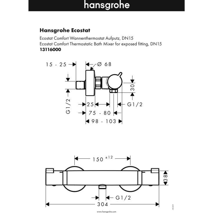 Hansgrohe Ecostat Comfort duschblandare, krom