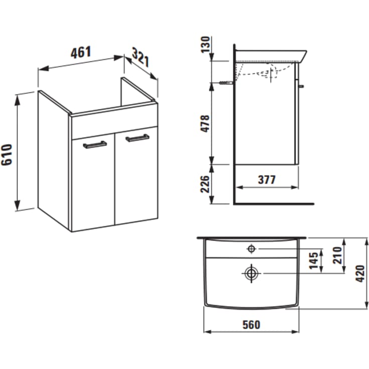 Laufen Pro N møbelsæt, 56x42 cm, hvid