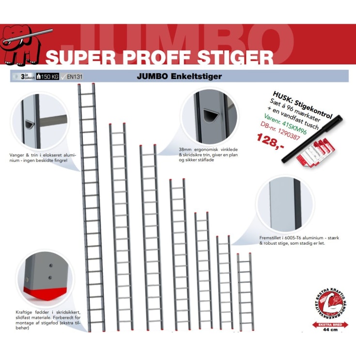 Jumbo super proff enkeltstige 2,8 meter - 9 trin