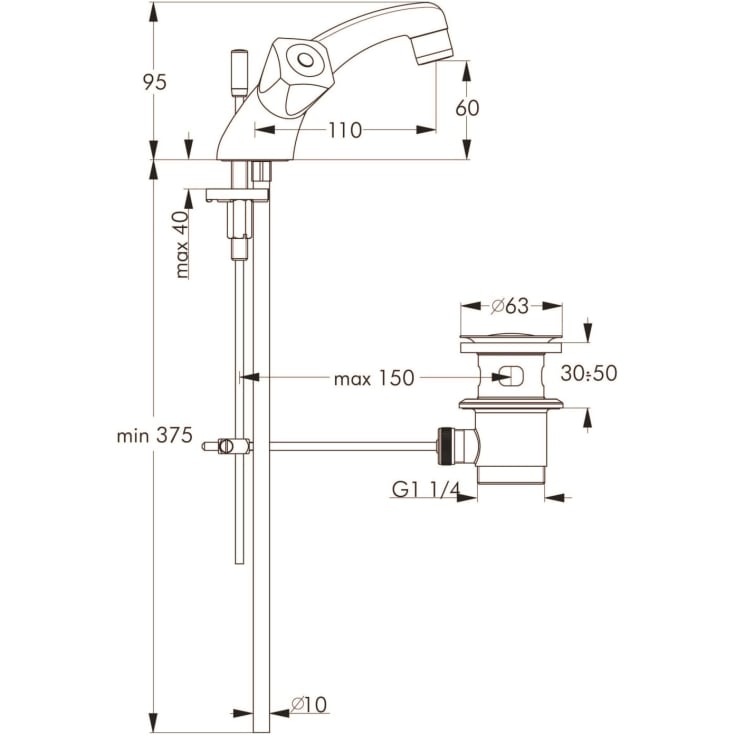 Børma Standard håndvaskarmatur, krom