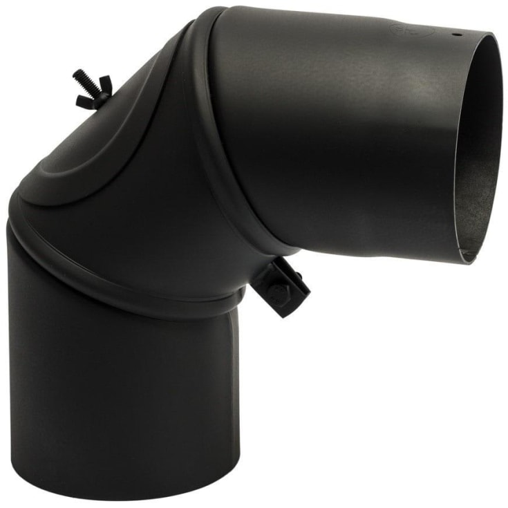 Metalbestos knærør 5"/130 mm, smig, renseklap, 90°