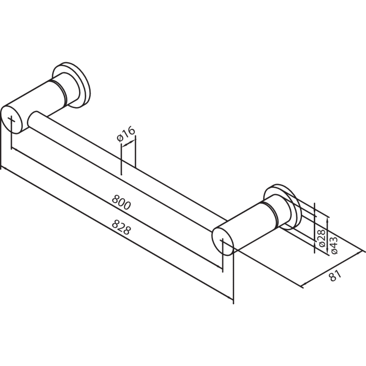Damixa Silhouet håndklædestang, 80 cm, krom
