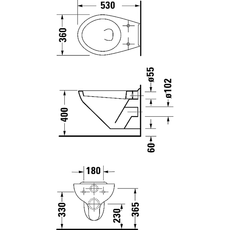 Duravit Duraplus vägghängd toalett, vit