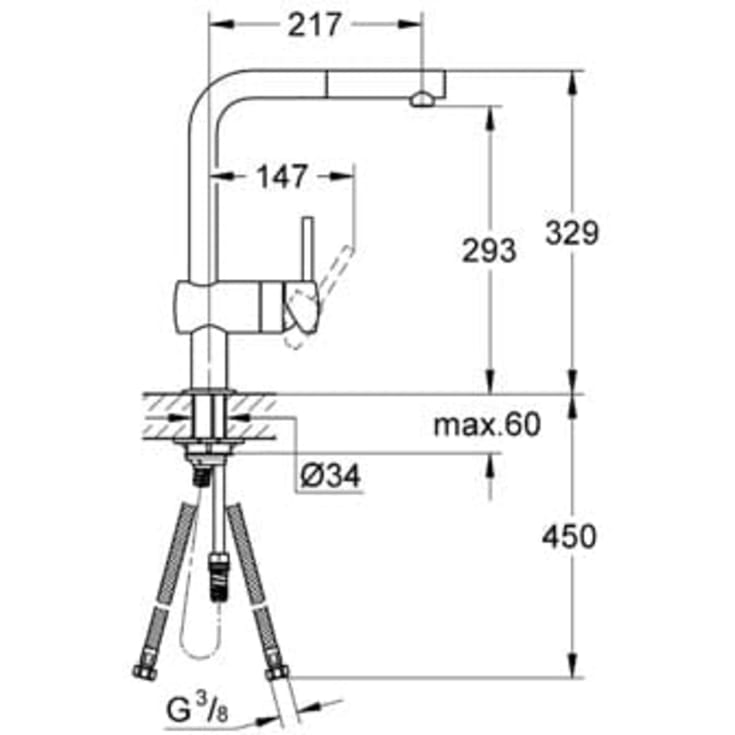 Grohe Minta kjøkkenarmatur, uttrekkbar tut, krom