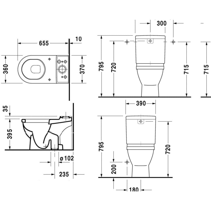 Duravit Starck 3 underdel til gulvstående toilet, hvid