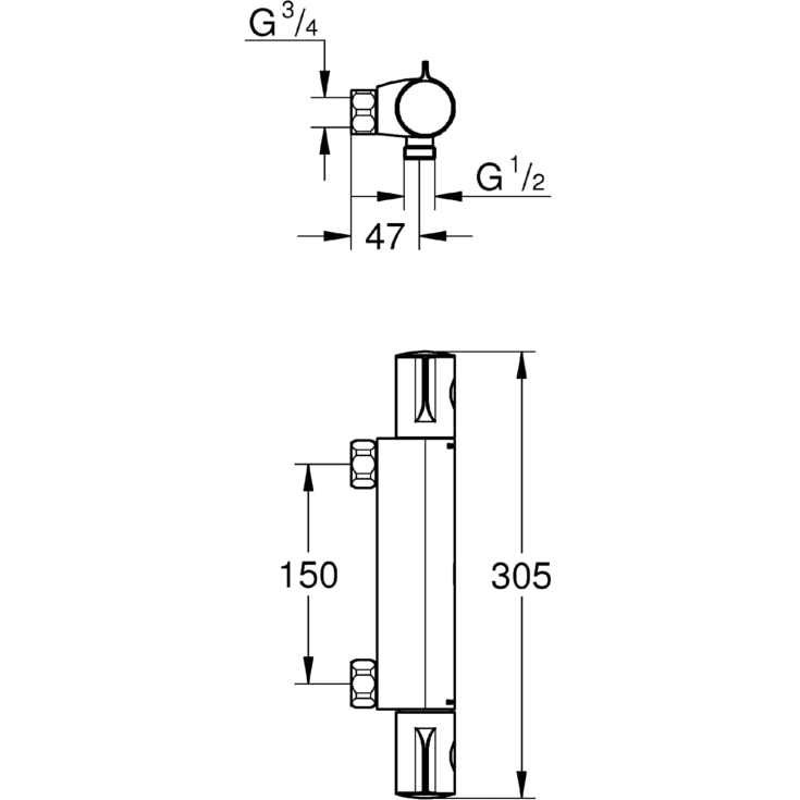 Grohe Grohtherm 800 Cosmopolitan brusesæt, Krom