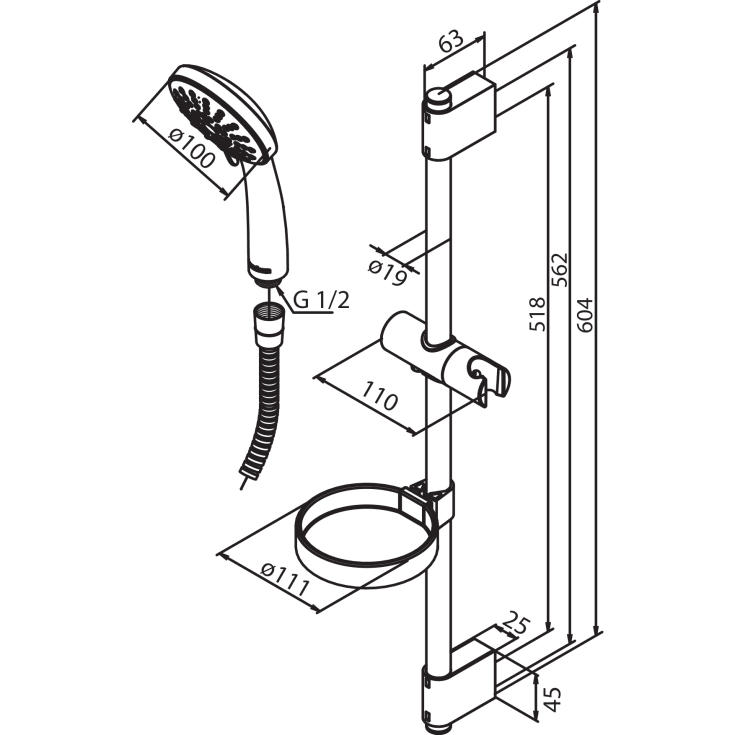 Damixa Fair Jet Plus dusjsett, vannbesparende, krom