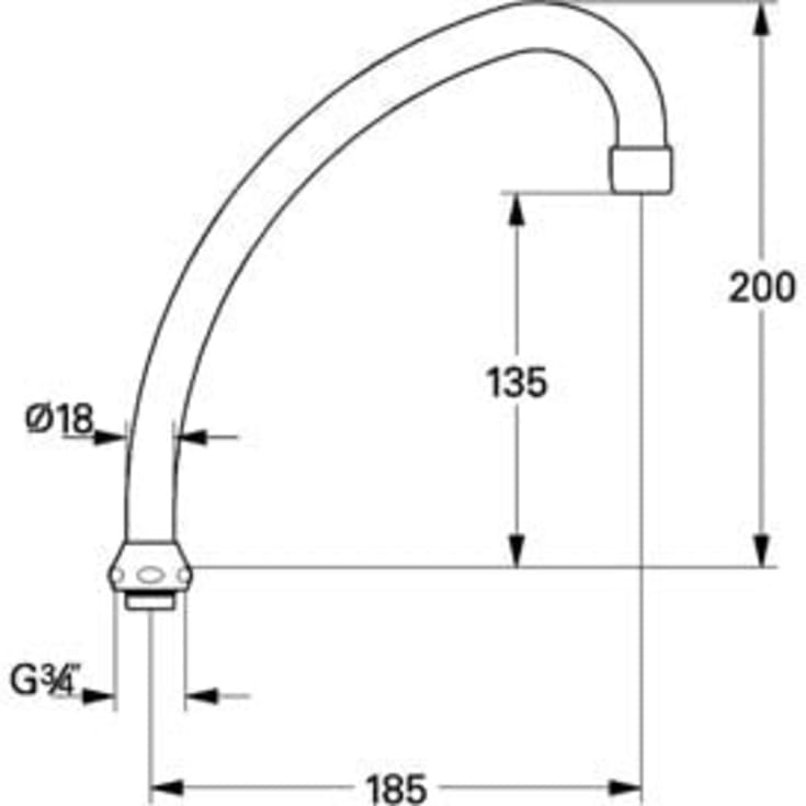 Grohe universal J-tut 185 mm, krom