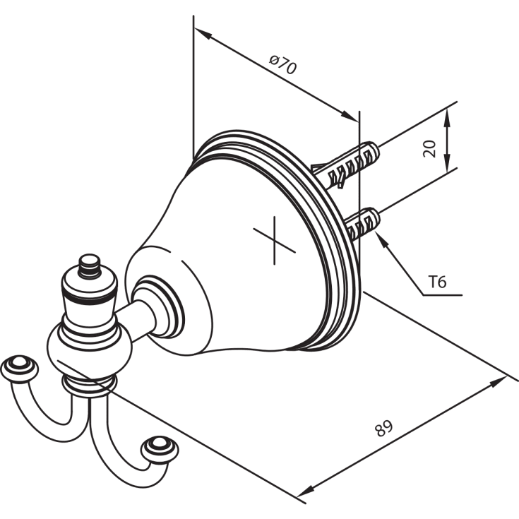 Damixa Tradition håndkleknagg, krom