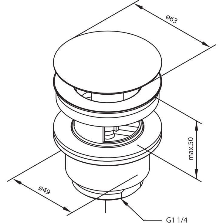 Damixa Silhouet bundventil, push-open, børstet messing