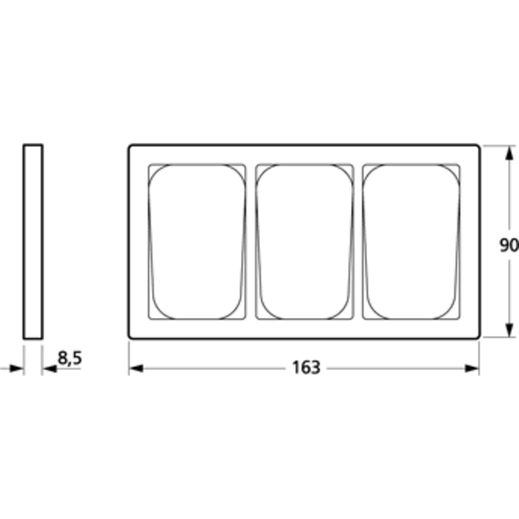 LK Fuga Ramme Baseline 63, 3x1,5M vandret, Hvid
