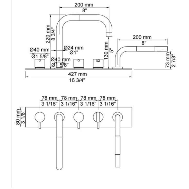 Vola BK11 kararmatur med brusesæt, krom