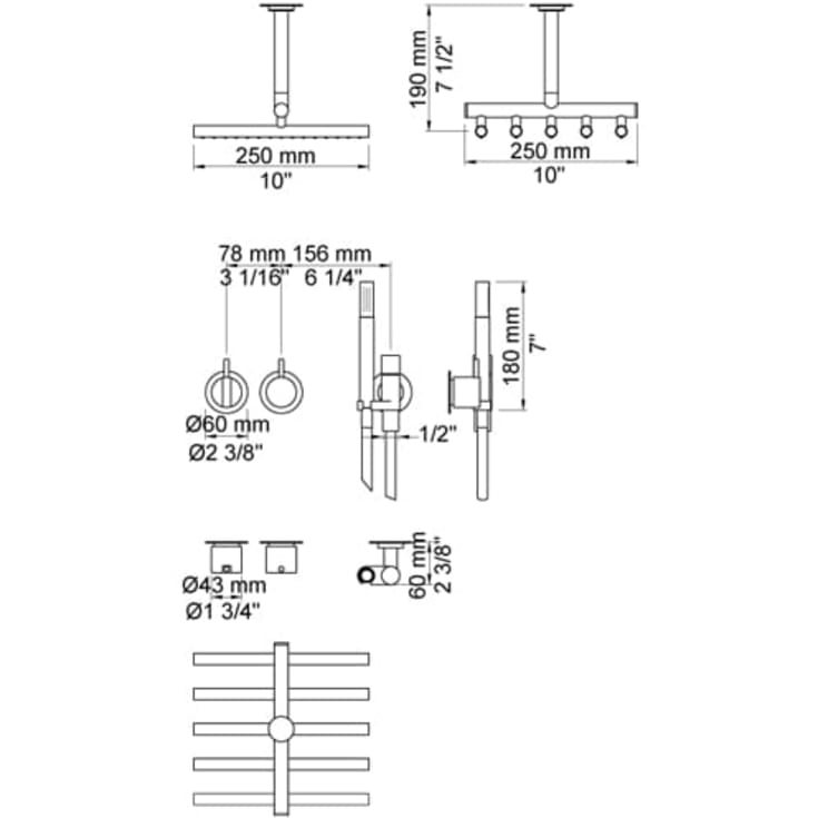 Vola 2471-051A brusesæt, krom