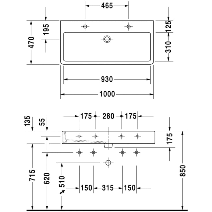 Duravit Vero håndvask, 100x47 cm, hvid