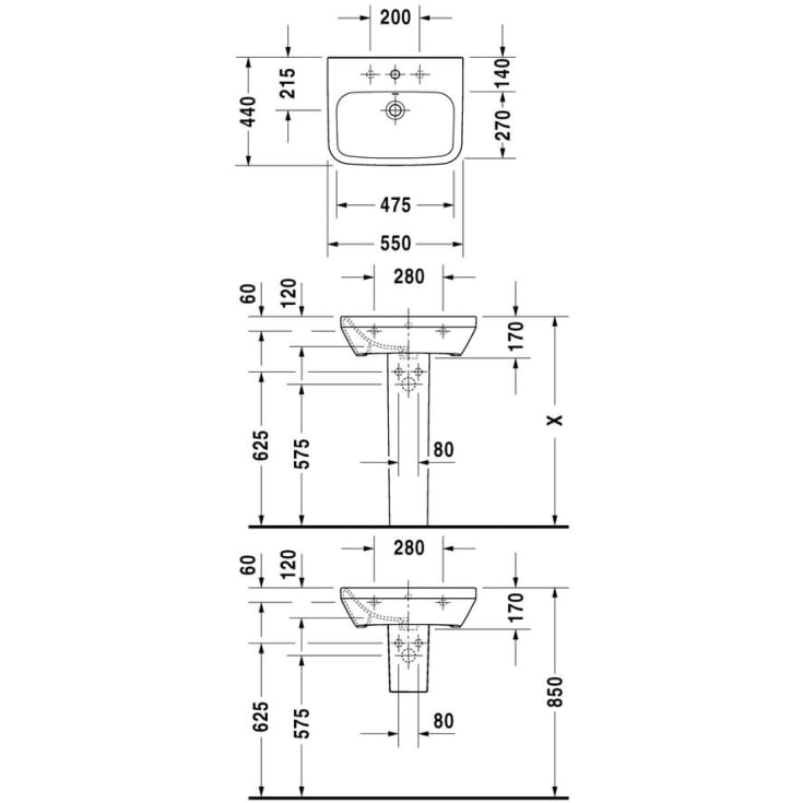 Duravit DuraStyle håndvask, 55x44 cm, hvid