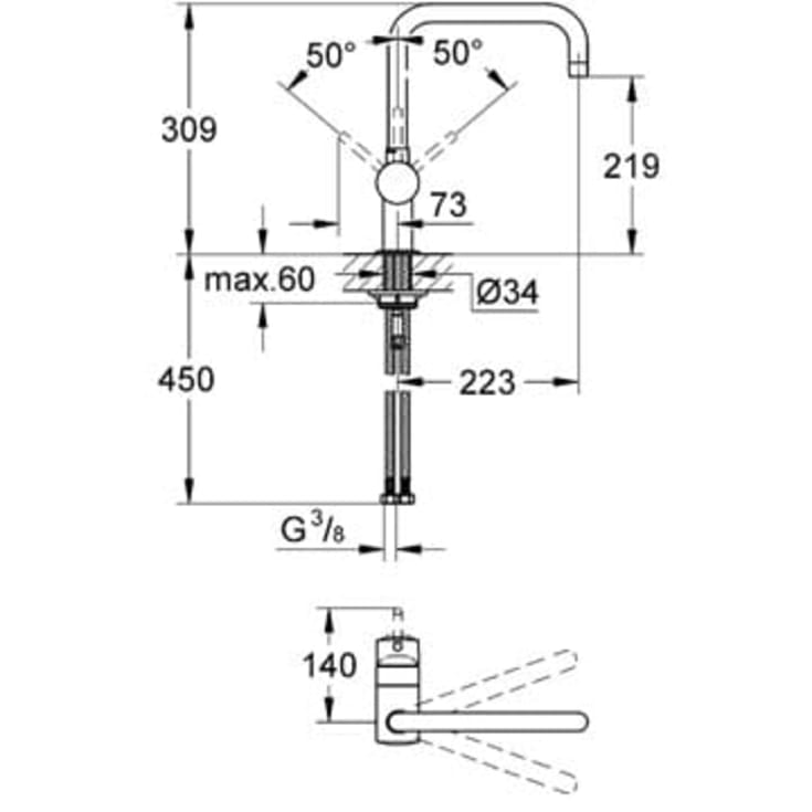 Grohe Minta kjøkkenarmatur, krom