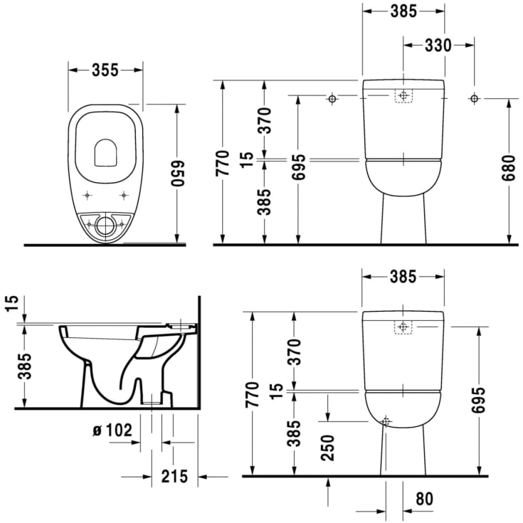 Duravit D-Code toilet med S-lås