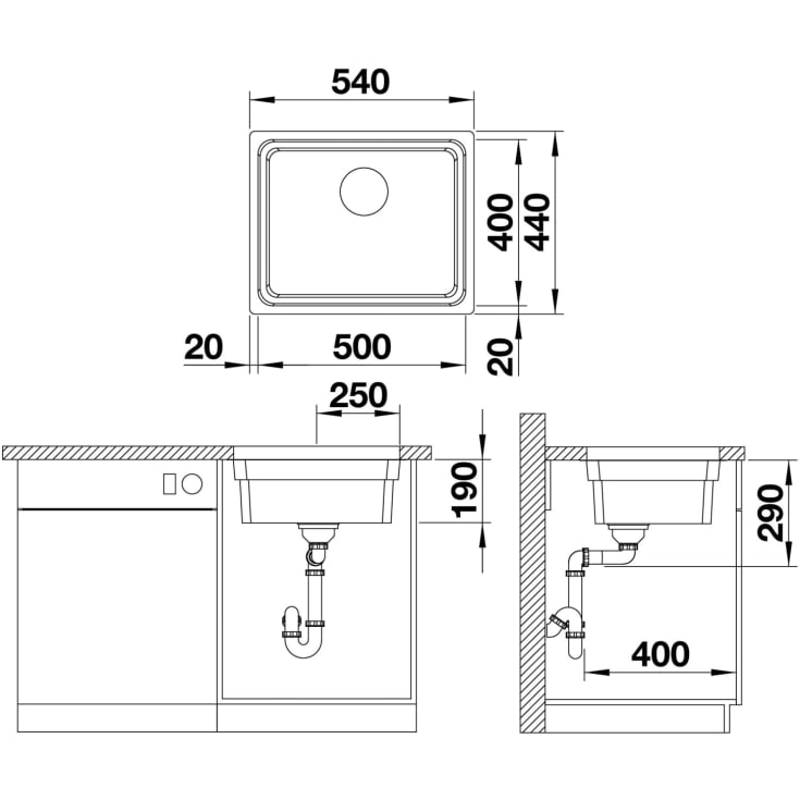 Blanco Etagon 500-U UXI køkkenvask, 54x44 cm, rustfrit stål