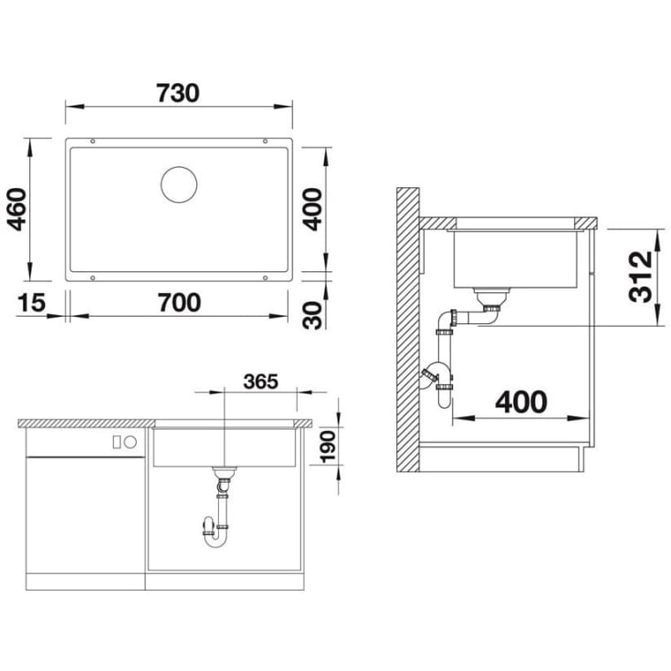 Blanco Subline 700-U UXI køkkenvask, 73x46 cm, beige