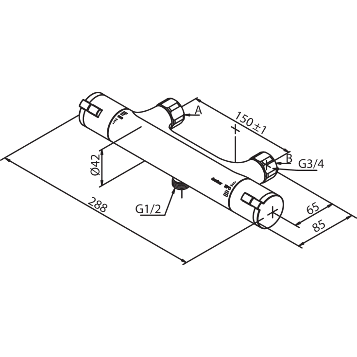 Damixa Zero brusesæt, vandbesparende,  krom