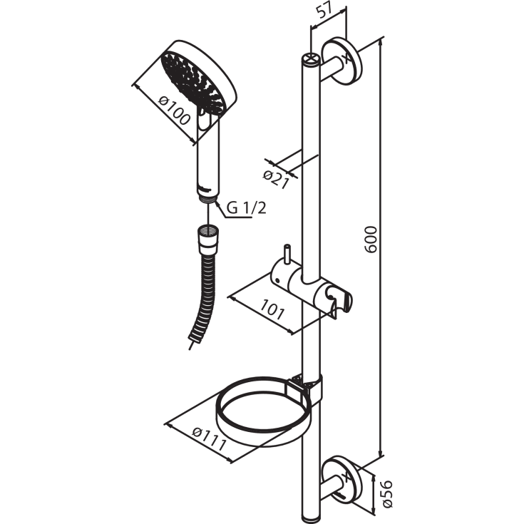 Damixa Kudos Grande brusesæt, krom